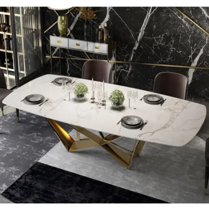 Northern Europe Domestic Marble Rectangular Dining Table and Chairs