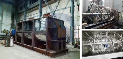 Horizontal screw belt mixer