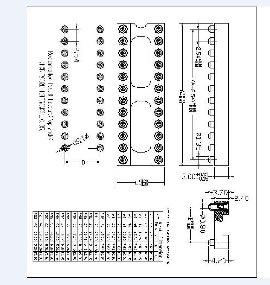 2,54 mm Dual-in-Line IC Socket Connector SMT (H = 3,0 L = 4,2)