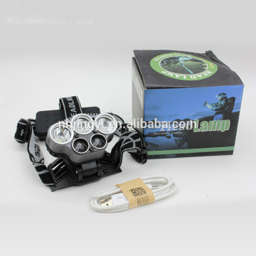 most powerful aluminum USB rechargeable 5leds led hunting headlight
