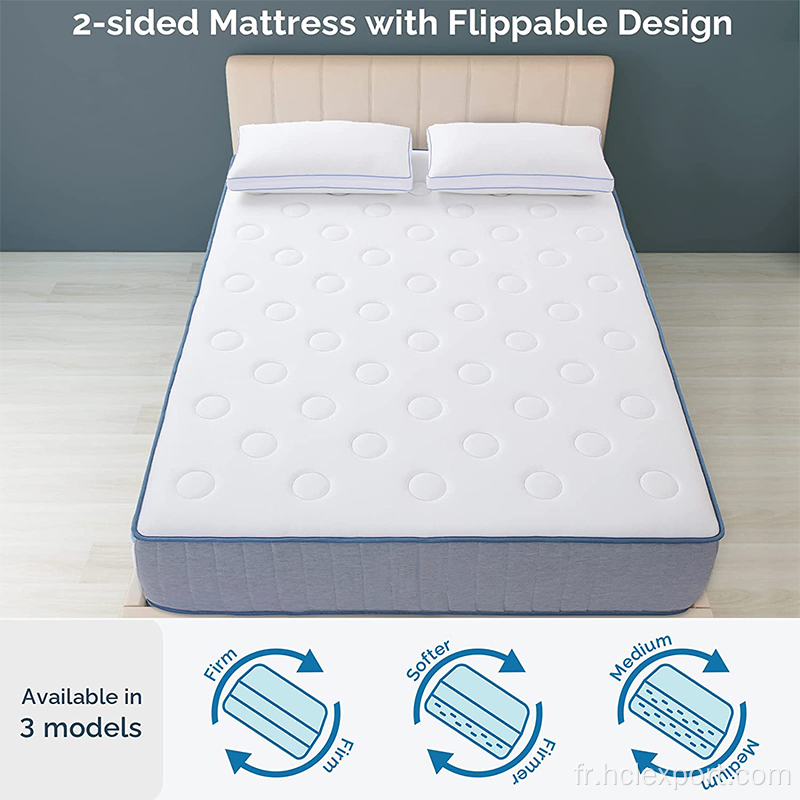 Matelas en mousse à mémoire de gel avec poche individuelle