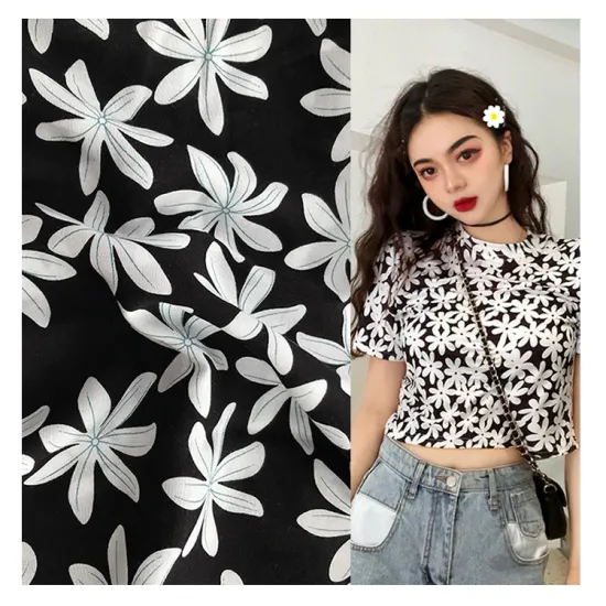 Latest Stock Viscose Printed Floral Poplin Rayon Fabric