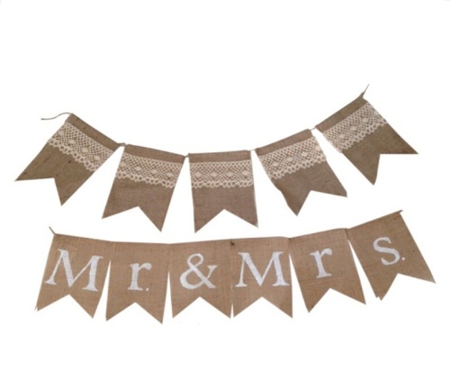 Plain Burlap Banner Mr&Mrs