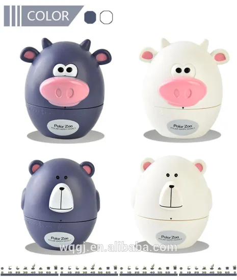 Plastic Kitchen Tools Cartoon Animal Shape 60 Minutes Mechanism Kitchen Timer Cute Bear Timer Cow Kitchen Timer
