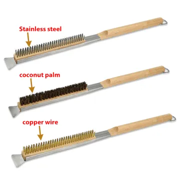 Pizza Oven Brush with Scraper replaceable brush head pizza brush