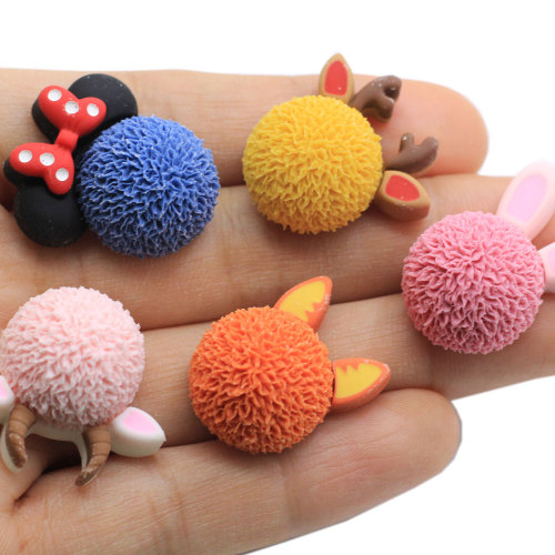 Kawaii Resin Cartoon Animal Deer Head Flatback Cabochons 3D Cartoon Deer Head Beads Hair Accessories DIY