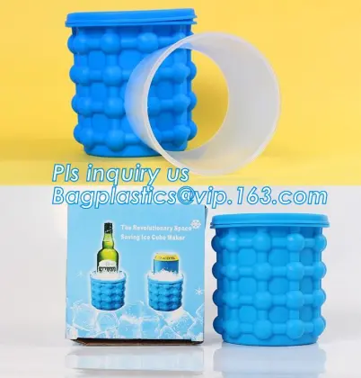 Silicone Ice Cube Maker Genie, Ice Genie 2PC Silicone Molds Ice Bucket /Ice Cube Maker Genie Set