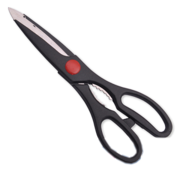 8 Inch Black Plastic Handle Kitchen Scissors