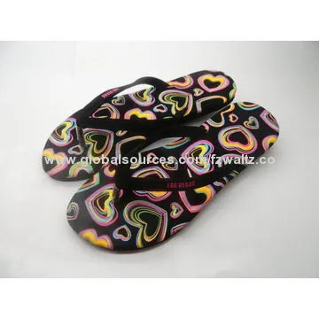 EVA Flip-flops/Sandals with Lamy PU and Colorful Printing Insole