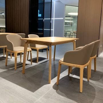 Scandinavian Modern Solid Wood Dining Room Table Set with 4 Chairs