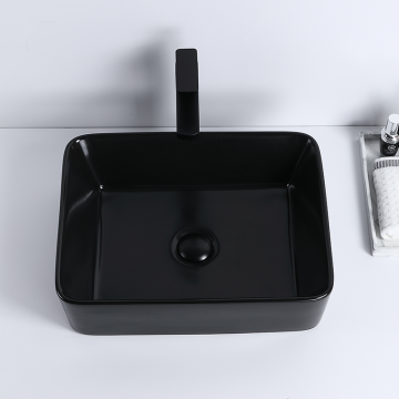 Black Glazed Hotel Lavatory Basin Countertop Sink