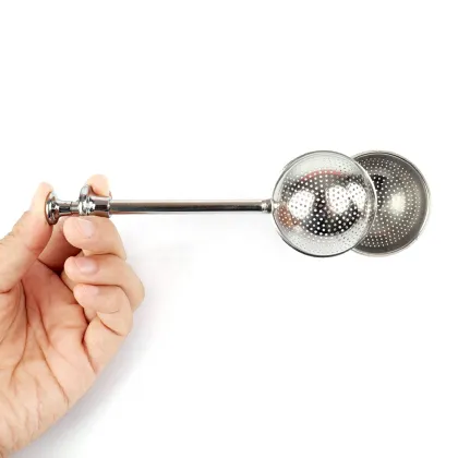 Push Handle Ball Shape Stainless Steel Tea Steeper