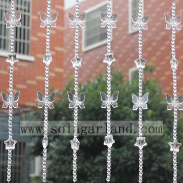 Beau rideau de perles acryliques de style papillon en cristal