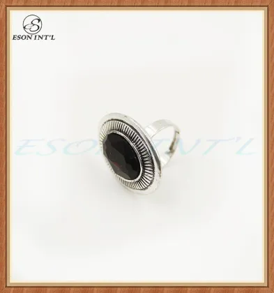 Popular Jewelry Elegance Silver Alloy Women Black Stone Ring