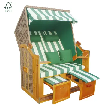 Factory Wholesale Retro Beach Chairs: Strandkorb Reclining Beach Chairs with Footrest