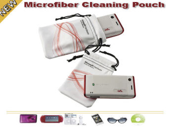Logo Printing Microfiber Mobile Phone Pouches, Micro Fiber Cleaning Pouch For Gps, Glasses And Jewelry