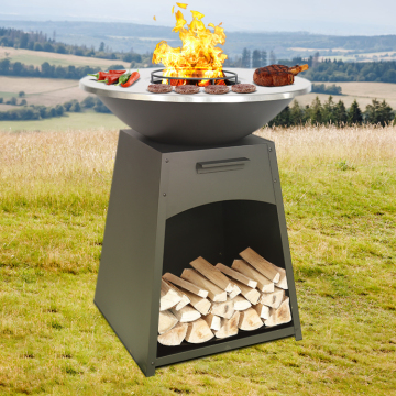 Outdoor 3-5 Peopler Corten Steel Metal Bonfire Fire Pit Garden Barbecue Grill Brazier Fire Pit With Bbq Grill