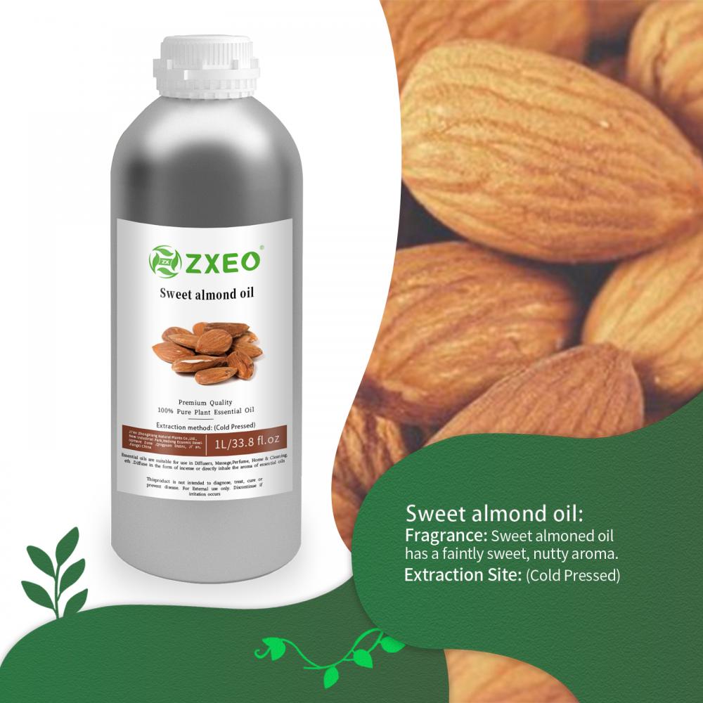 100% Organik Sweet Almond Oil Cold Pressed Sweet Almond Carrier Oil Supply dengan harga massal untuk campuran minyak esensial
