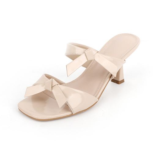 Square-Toe Mid-Heel Open-Toe Sandals