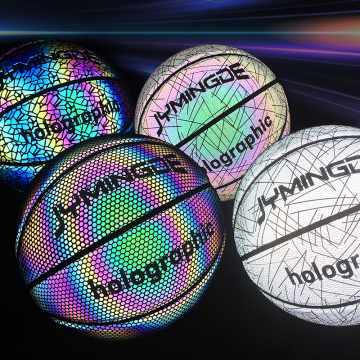 Custom logo holographic reflective glowing basketball