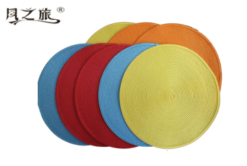 Promotional 100% PP Woven Straw Vinyl Round Placemat