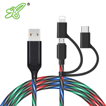 3-in-1 Fast Charging USB Cable with Flowing Light