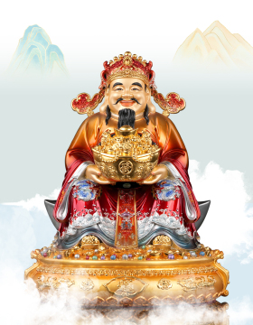 God of Wealth Gold plated bronze statue