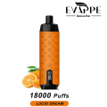 2024 Νέο Vape Evappe Deluxe Bar 18000 Puffs Μία διαθέσιμη ατμόσφαιρα