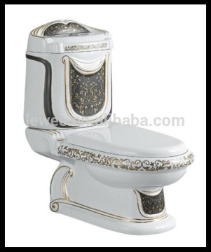 bathroom ceramic two pieces gold color toilet