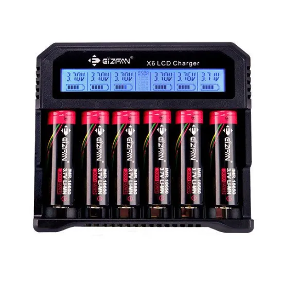 Top Selling 6-Slot Universal Battery Charger with Fast Charging, Power Bank Function for NiMH and NiCD Batteries