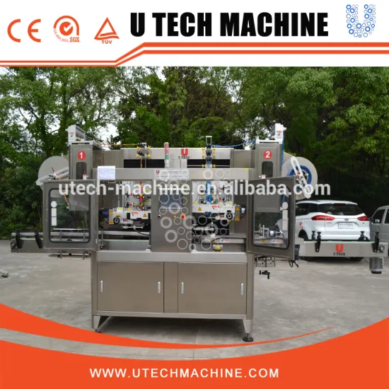 Automatic Double Heads Bottle Body and Neck/Mouth(Cap) PVC Shrink Sleeve Labeling Machine