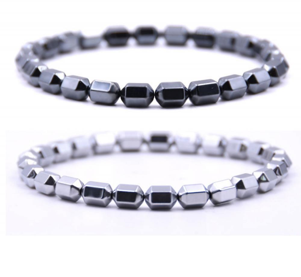 Bracelet de perles hexagonales en argent hématite 5x8MM