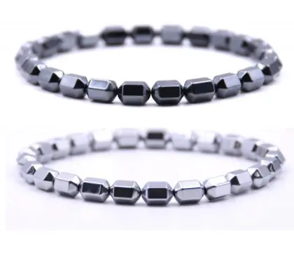 Silver Hematite 5x8MM Hexagonal Beads Bracelet