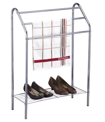 Indoor dual-purpose towel rack with shoe rack