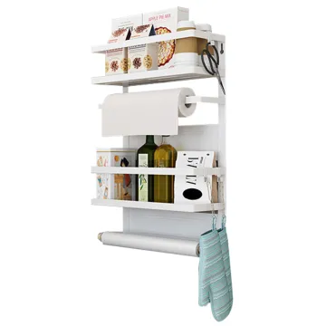 Kitchen Magnetic Spice Rack Storage Rack for Refrigerator Organization with Movable Hooks