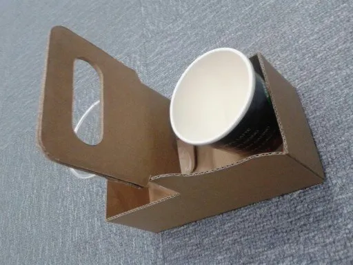 Corrugated Take away disposable paper cup holder for 2 cups