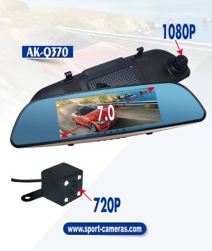 Latest 7.0 inch big view dual lens full hd 1080p mirror car camera rearview with night vision and g-sensor function
