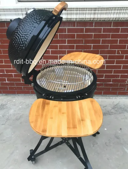 18inch High Quality Glazed Ceramic Kamado Grill with Painted Steel Stand / OEM Accepted