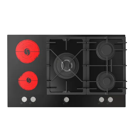 High Performance 5 Burner Gas and Electric Hob with Tempered Glass Panel