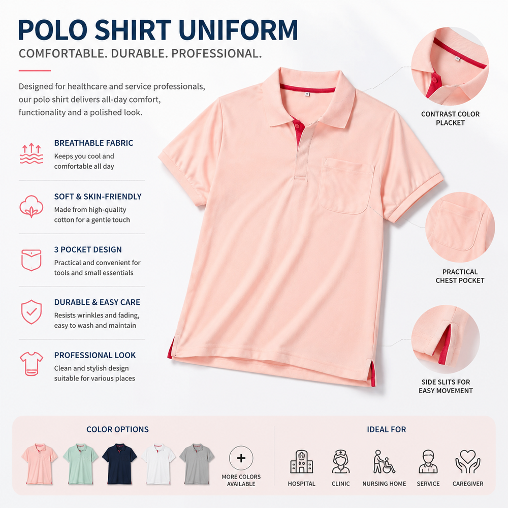 Women's Uniform Short Sleeve Pocket Polo Shirt