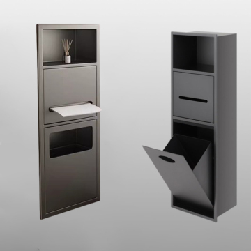 Custom Size Grey Triple Tier Wall Cabinet Shower Niche with Dustbin and Tissue Box