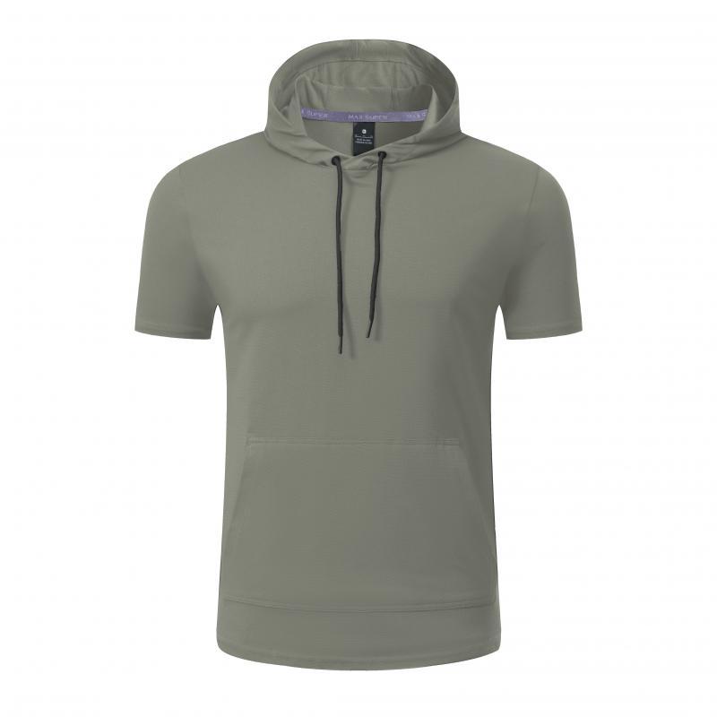Mens Short Sleeve Quick Dry Gym Athletic Hoodie