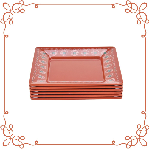 10.5" Melamine Square Plate Set of 6