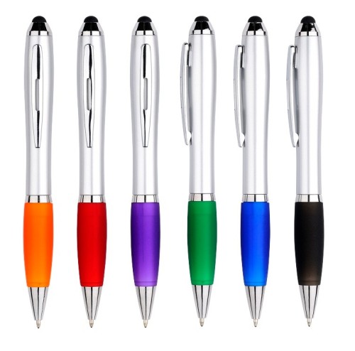 Curvy Stylus Pen dengan Grip Karet berwarna