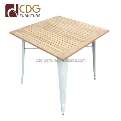 Cheap Industrial Wood Metal Cafe Shop Tables and Chairs