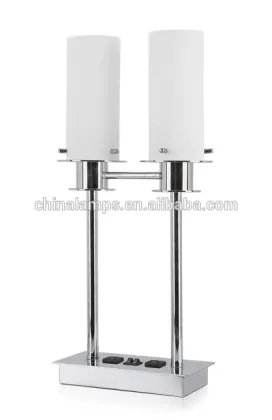 Led lighting bedroom furniture night light restaurant table lights for hotel brushed nickel USB port power outlet desk lamp