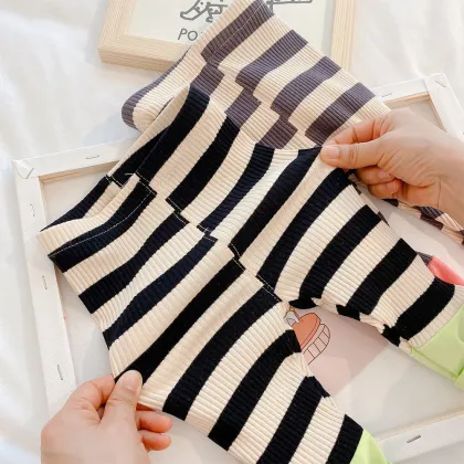 2024 Spring Kids Clothing Set: Cartoon Long Sleeve Blouse & Loose Pants for Baby Girls