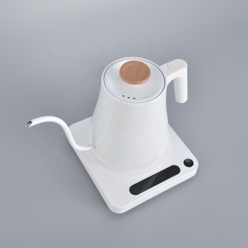 Offacy Modern Electric Gooseneck Kettle - White 1L with Temperature Adjustment and LED Display