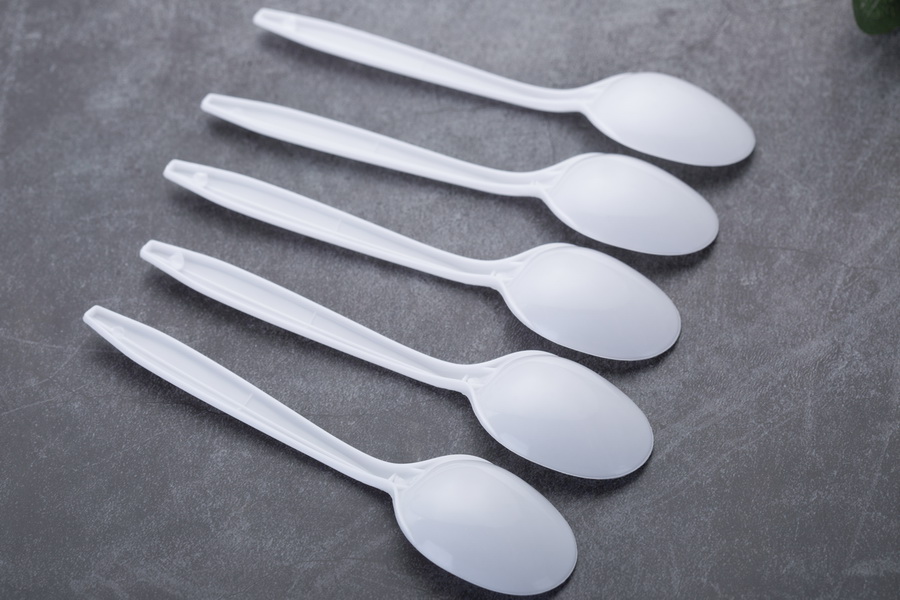 Medium Weight White Plastic Spoon