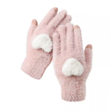 Korean Style Cute Knitted Touchscreen Gloves for Girls - Warm and Fashionable for Riding in Cold Weather
